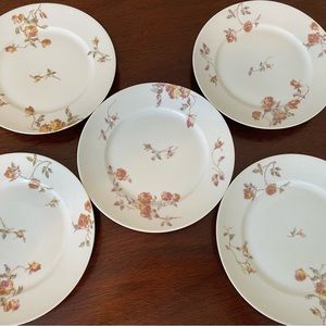 5 Vintage/Antique J. Pouyat Limoges 8" Porcelain Salad Plates